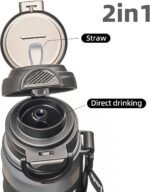 22 oz Insulated Water Bottle, Black, Stainless Steel, 2-in-1 Lid, Leak Proof, Cold 24 Hours, Sport, 107.5 in, THERMOS, Water Bottle - Image 3