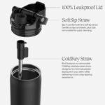 BrüMate Rise 25oz Water Bottle With 100% Leakproof Covered Silicone Straw | Insulated Stainless Steel Water Bottle With Removable Straw | Fast Flow | Soft Sip Silicone Spout | BPA-Free (Dark Aura) - Image 4