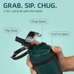 BJPKPK 17oz Insulated Water Bottle with 2-1 Straw Spout Lid, Stainless Steel Metal Water Bottles with Carry Handle, BPA Free, Leak-Proof, Fits in Car Cup Holder, Thermo for Sports,Army Green - Image 3