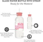 Studio Oh! New Aesthetic Glass Water Bottle with Straw & Silicone Coating 25oz, Reusable, Cute & Eco Friendly, Shatter-Resistant, Ready for the Weekend Design - Image 3
