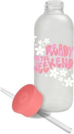 Studio Oh! New Aesthetic Glass Water Bottle with Straw & Silicone Coating 25oz, Reusable, Cute & Eco Friendly, Shatter-Resistant, Ready for the Weekend Design - Image 5