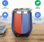 DOMICARE Stainless Steel Wine Tumbler Bulk with Lid, Personalized Insulated Tumblers Set, 12oz Travel Coffee Cups Pack of 1, Dark Blue - Image 3