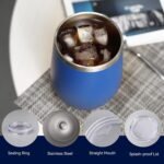 DOMICARE Stainless Steel Wine Tumbler Bulk with Lid, Personalized Insulated Tumblers Set, 12oz Travel Coffee Cups Pack of 1, Dark Blue - Image 4