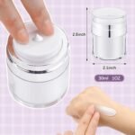 Pinkunn 8 Pcs Empty Airless Pump Jar Refillable Cosmetic Container Airless Pump Bottles Portable Travel Dispenser Leakproof Vacuum Bottle Moisturizer Container for Creams Gels Lotions(1 oz) - Image 3