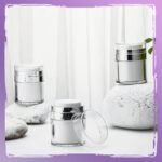 Pinkunn 8 Pcs Empty Airless Pump Jar Refillable Cosmetic Container Airless Pump Bottles Portable Travel Dispenser Leakproof Vacuum Bottle Moisturizer Container for Creams Gels Lotions(1 oz) - Image 6