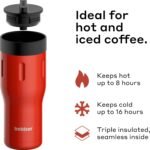 BOBBER 16 oz Stainless Steel Coffee Travel Mug – Leak-Proof, Spill Proof, Vacuum Insulated Coffee Tumbler for Car, Men – Dishwasher Safe Mug, Fits Car Cup Holder, Keeps Hot for 8 Hours (Red) - Image 3
