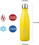 BJPKPK 17oz Insulated Stainless Steel Water Bottles,Sports Water Bottles Keep Cold for 24 Hours and Hot for 12 Hours,BPA Free for Travel,Goldenrod - Image 3