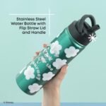 JoyJolt Disney Retro Vintage Stainless Steel Water Bottle ft Minnie Mouse, Reusable 22oz Vacuum Insulated Water Bottle Tumbler with Leak Proof Flip Straw Lid and Handle, Lead & BPA Free - Image 5