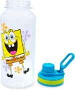Silver Buffalo SpongeBob SquarePants Happy Laugh Flowers 32-Ounce Twist Spout Water Bottle And Sticker Set | BPA-Free Plastic Sports Jug - Image 3