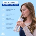 STRATA CUPS 12 Clear Skinny Tumblers with Lids and Straws | 16oz Reusable Cup Double-Wall Clear Tumbler with Lid and Straw, Durable Acrylic Tumblers With FREE Straw Cleaner & Name Tags - Image 5