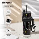 24 oz Stainless Steel Tumbler with Lid and Straw, Insulated Water Bottle Leak Proof for Hot and Cold, Portable Travel Coffee Mug, Reusable Coffee Cup for Women, Black Star - Image 3