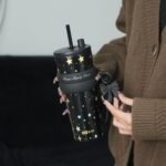 24 oz Stainless Steel Tumbler with Lid and Straw, Insulated Water Bottle Leak Proof for Hot and Cold, Portable Travel Coffee Mug, Reusable Coffee Cup for Women, Black Star - Image 5