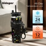 24 oz Stainless Steel Tumbler with Lid and Straw, Insulated Water Bottle Leak Proof for Hot and Cold, Portable Travel Coffee Mug, Reusable Coffee Cup for Women, Black Star - Image 6