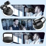 Half Gallon Water Bottle with Straw, 64 oz Water Bottle with Sleeve, Sports Insulated Large Water Jugs for Drinking, Stainless Steel Wide Mouth Water Flask for Gym Camping, Black and Gray - Image 4