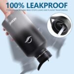 Half Gallon Water Bottle with Straw, 64 oz Water Bottle with Sleeve, Sports Insulated Large Water Jugs for Drinking, Stainless Steel Wide Mouth Water Flask for Gym Camping, Black and Gray - Image 5