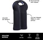 BUILT 2B-BLK 2-Bottle Stain Resistant Neoprene Wine/Water Bottle Carry Tote, Black - Image 3