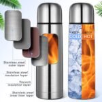 Domensi 2 Pcs Stainless Steel Thermal Bottle 17 oz/ 500 ml Hot Water Flask Coffee Travel Mugs with Cup Cafe Sealed Vacuum Insulated Bottles for Hot Drinks - Image 5