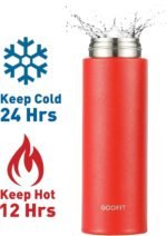 GOOFIT Thermos Double Wall Vacuum Kids Water Bottle,with Snap-On Lid and Locking Ring Insulated Water Bottle BPA Free Suitable for Schools and Travel 16 Oz Red - Image 3