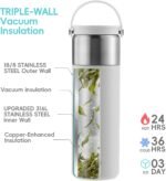 16 oz Stainless Steel Tea Infuser Bottle with Lid double as Tea Cup,Fruit Infuser Insulated Water Bottle,Leak Proof Travel Coffee Mug with Handle - Image 3