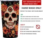 Sugar Skull Rose 20 oz Tumbler, Insulated Stainless Steel, Day of the Dead Halloween Travel Mug, Sugar Skull Gifts for Women & Men, Spooky Witchy Hot & Cold Drink Cup for Christmas & Birthday - Image 3