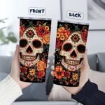 Sugar Skull Rose 20 oz Tumbler, Insulated Stainless Steel, Day of the Dead Halloween Travel Mug, Sugar Skull Gifts for Women & Men, Spooky Witchy Hot & Cold Drink Cup for Christmas & Birthday - Image 4
