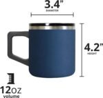Elemental Insulated Coffee Mug - Triple-Wall Stainless Steel Summit Travel Cup for Hot and Cold Drinks - Thermal Coffee Mug with Lid and Handle for Camping, Office & Travel 12oz - Navy Blue - Image 3