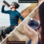 Vacuum Insulated Cycling Sports Water Bottle | Bike Water Bottle Insulated w/Straw & Sip Lid | Stainless Steel Cycling Water Bottle | Sports Water Bottle Insulated & Scratch Resistant - Image 3