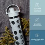 Lifefactory 16-Ounce Glass Water Bottle with Active Flip Cap and Protective Silicone Sleeve, Stone Gray - Image 3
