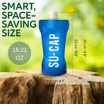Collapsible Water Bottle – BPA Free, Foldable Sports Bottle for Hiking, Travel, Gym, Leakproof Lightweight Reusable Bottle with Carabiner – Eco-Friendly (15.21oz- 450 ml) (blue) - Image 3