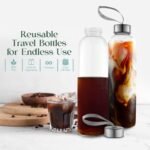 18oz Glass Water Bottles – Pack of 4 Nylon Protective Sleeves, Airtight Screw Top Lids, Portable Carrying Loops - Lead, PVC and BPA Free - Water, Milk, Smoothie, Juice Beverage Glasses (4) - Image 6