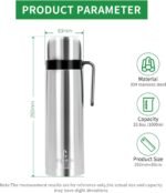 Mate Insulated Bottle,1000ml Stainless Steel Vacuum Insulated Wide Mouth Bottle for Cold & Hot Beverages – Keeps Liquid Up to 12-24 Hours (Silver Color) - Image 4