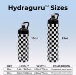 Magnetic Water Bottle with Straw 18 oz - Stainless Steel Insulated Tumbler for Gym & Bike (Fits Holders) - Leak Proof Pop-Up Lid, 2-in-1 Sip or Chug, Handle & Cute Black Checkered Print - Image 6