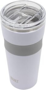 Built 24 Oz Insulated Travel Tumbler With Straw Lid - Reusable Stainless Steel Drinking Cup, Double Wall, Spill Resistant, Dishwasher Safe, BPA Free, Easy Grip, Leak Proof (White) - Image 3