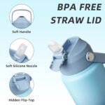 BJPKPK Water Bottle with Straw Lid, 24oz Vacuum Insulated Water Bottles, Metal Stainless Steel Thermo for Sports, Travel, BPA Free Leak Proof Thermo, Cups, Flasks, Tumblers,Sky - Image 3