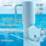 40 oz Tumbler with Handle Lid and Straw & 40 oz Tumbler Accessories - Vacuum Insulated Stainless Steel Double Wall Water Bottle with Strap Bag - Holiday Gifts for Women Men(Sky blue) - Image 3