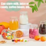 Zubebe 6 Pack 5 oz Christmas Glass Milk Bottles with 12 Lids - Versatile Small Glass Jars for Holiday Party Favors, DIY Decorations, Yogurt Pudding, and Juice, Reusable - Image 4