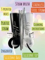 QualityVibe 20 oz Wifey & Hubby Skinny Tumblers, Set of 2, Stainless Steel, Engraved, Modern, Wedding & - Image 3