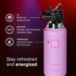 Mint Sport Insulated Stainless Steel Water Bottle with Straw – 32 oz BPA-Free Sports Water Bottle, Leakproof Double-Wall Vacuum Insulation for Gym, Travel & Sports (Misty Lavender) - Image 3