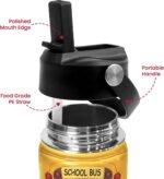 School Bus Water Bottle - Kids Water Bottle with Straw Lid - 12 Oz Insulated Stainless Steel Water Bottles for Kid Boys - Travel Cup for School Sports - Image 4