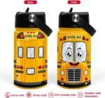 School Bus Water Bottle - Kids Water Bottle with Straw Lid - 12 Oz Insulated Stainless Steel Water Bottles for Kid Boys - Travel Cup for School Sports - Image 5