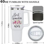 Grandma Tumbler Best Grandma Gift Grandmother Mother's Day Gifts Birthday Gifts from Grandchildren for Gigi Nana Mimi -40oz Coffee Cup With Handle and Straw Stainless Steel Travel Mugs - Image 7