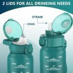 Insulated water bottle with Straw and Chug Lids, 18/10 Stainless Steel 24oz Water Bottle BPA Free, Double Wall Vacuum Wide Mouth Insulated Water Bottle for Men, Women & Kids BLUE BLUE - Image 3