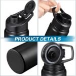 CHENGU 4 Pcs Aluminum Water Bottle 25oz Aluminum Reusable Bottles Lightweight Snap Lid Sports Water Multipack Easy Carry Leak Proof Travel for Gym Camping Hiking Outdoor Fishing (Black) - Image 6