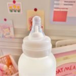 JHTPSLR Strawberry Bear Glass Bottle with Nipple Sippy 11oz Kawaii Water Bottle for Adults School Sports Office Cute Frosted Borosilicate Drinking Bottle Portable Jug (C) - Image 5