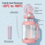 QWE Gym Large Plastic Water Bottle for women with lids and Straws&Handle,67oz,Heat-resisting,PPSU BPA Free, 1/2 half Gallon Water Jug Double drinking,leak proof, for Travel,Outdoors,Camping(Pink) - Image 5