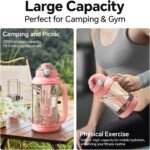QWE Gym Large Plastic Water Bottle for women with lids and Straws&Handle,67oz,Heat-resisting,PPSU BPA Free, 1/2 half Gallon Water Jug Double drinking,leak proof, for Travel,Outdoors,Camping(Pink) - Image 8