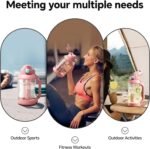 QWE Gym Large Plastic Water Bottle for women with lids and Straws&Handle,67oz,Heat-resisting,PPSU BPA Free, 1/2 half Gallon Water Jug Double drinking,leak proof, for Travel,Outdoors,Camping(Pink) - Image 9