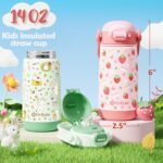 Fimibuke Kids Insulated Water Bottle with Straw Lid & Handle -14oz BPA FREE 18/8 Stainless Steel Metal Tumbler Leak Proof Double Wall Vacuum Kids Cup Toddler Water Bottle for School Boy Girls - Image 4
