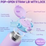 Fimibuke Kids Insulated Water Bottle with Straw Lid & Handle -14oz BPA FREE 18/8 Stainless Steel Metal Tumbler Leak Proof Double Wall Vacuum Kids Cup Toddler Water Bottle for School Boy Girls - Image 5