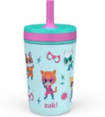Zak Designs SuperKitties Kelso Toddler Cups For Travel or At Home, 12oz Vacuum Insulated Stainless Steel Sippy Cup With Leak-Proof Design is Perfect For Kids (Ginny, Sparks, Buddy, Bitsy) - Image 3